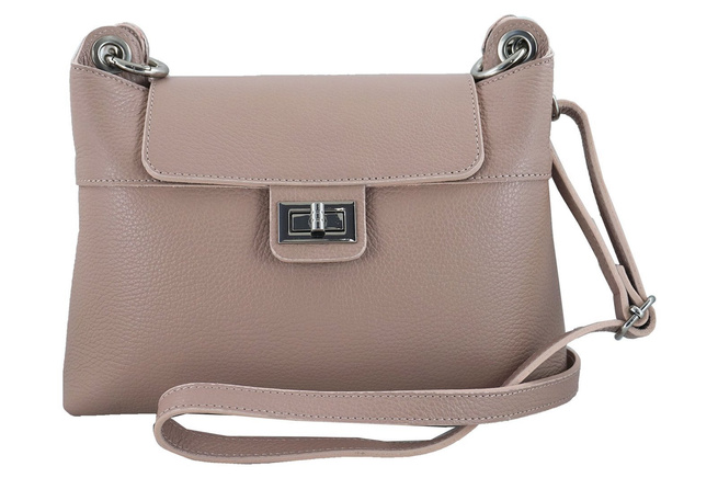 Torebka damska skórzana crossbody Różowa pudrowa