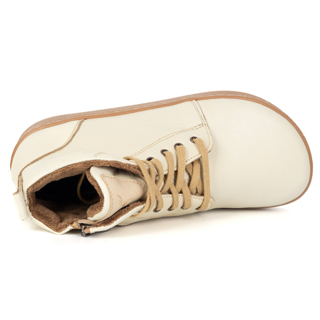 Buty damskie zimowe barefoot skórzane Z-B04 ecru