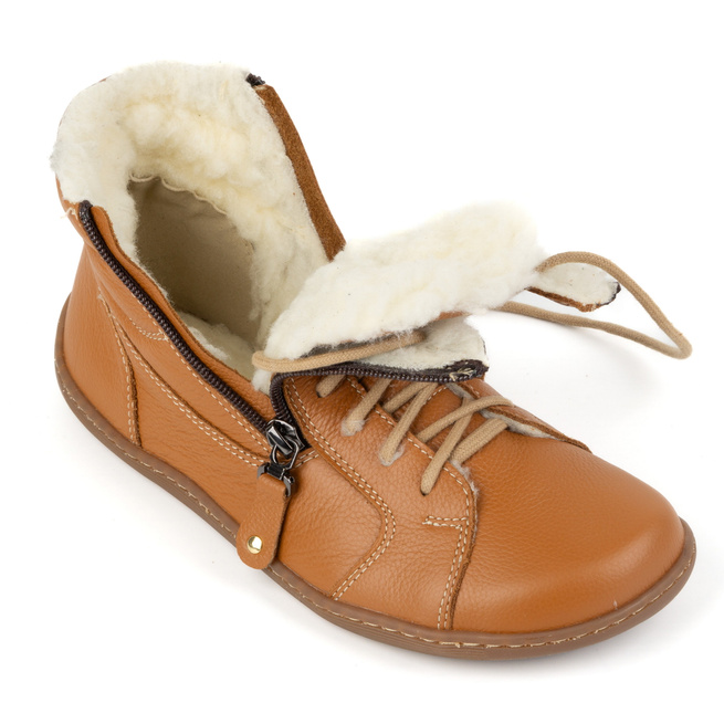 Dámské minimalistické barefoot zimní kožené boty 1261 red
