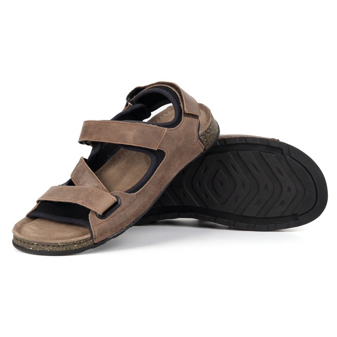 Sandały męskie skórzane Wasak 0244W brązowe