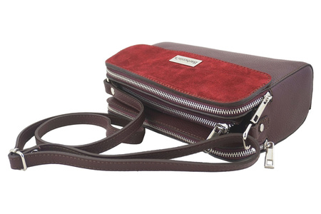 Torebka damska skórzana crossbody - Bordowa