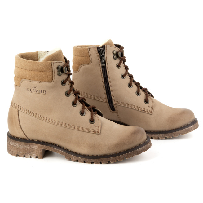 Dámské kožené boty zateplené zimní boty 365BB beige