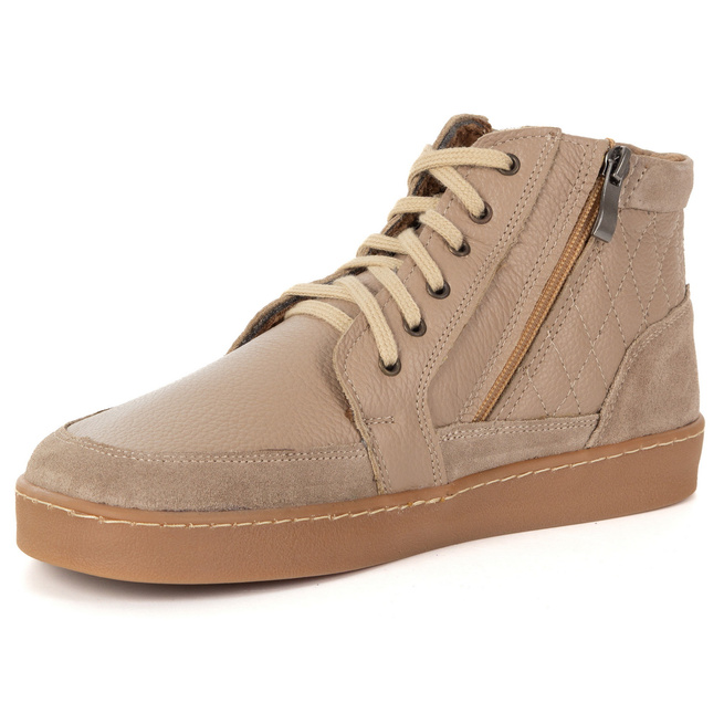 Buty damskie zimowe barefoot skórzane Z-B05 beżowe
