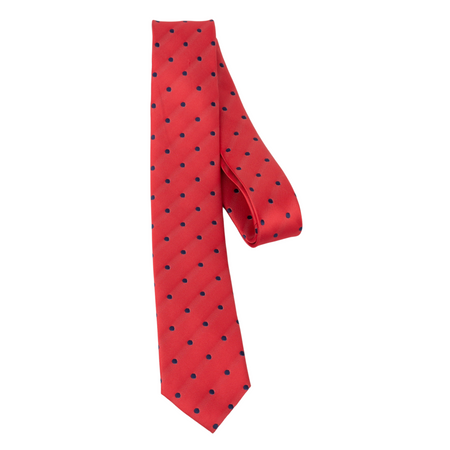 Krawat męski elegancki wąski czerwone kropki