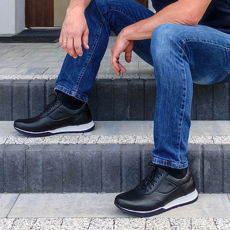 Buty męskie skórzane casual 902KNT czarne