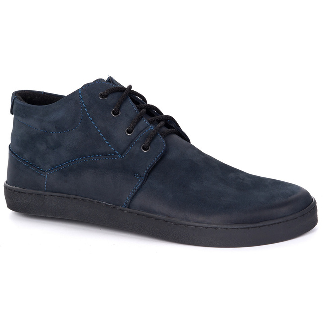 Pánské barefoot zateplené kožené boty Olivier 116KZ navy blue