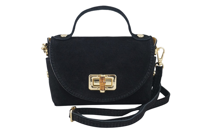 Mała torebka zamszowa wizytowa - Czarna