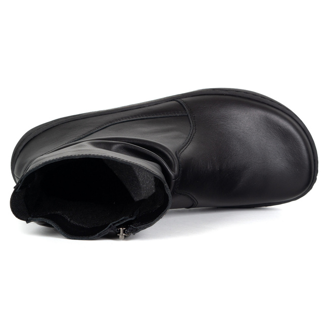 Damskie buty barefoot sztyblety z zamkiem ocieplane 1297 czarne