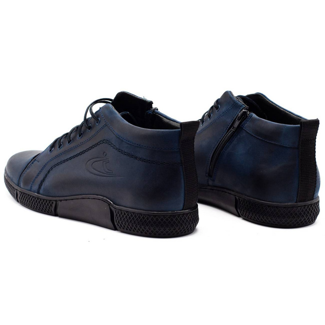 Buty męskie skórzane zimowe K28FPLB granatowe