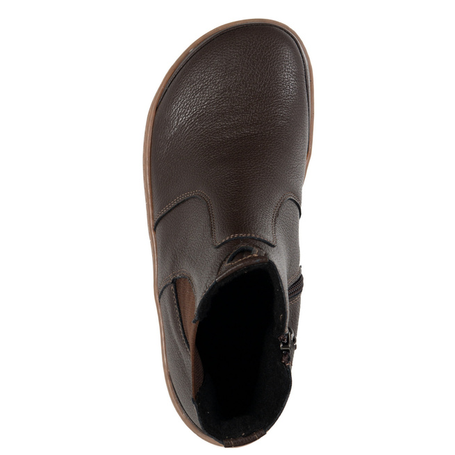 Damskie buty barefoot sztyblety z zamkiem ocieplane 1263 brązowe