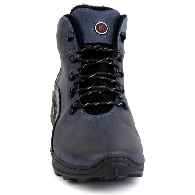 Pánské zimní kožené boty 903K navy blue