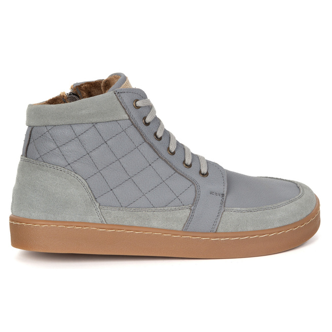 Buty damskie zimowe barefoot skórzane Z-B05 szare