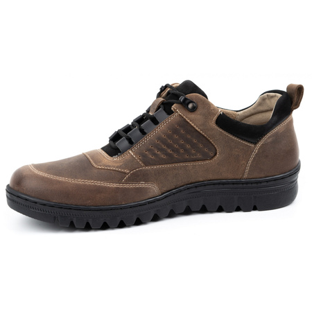 Buty męskie casual skórzane 0228W khaki