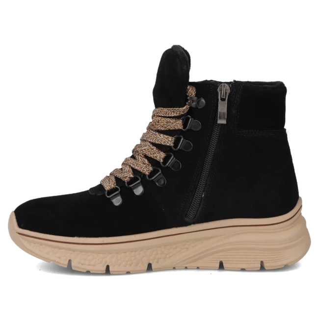 Damskie botki skórzane DBT7290 BK czarny nubuk na platformie