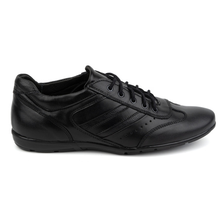 Buty męskie skórzane czarne sport style 7004DT czarne 