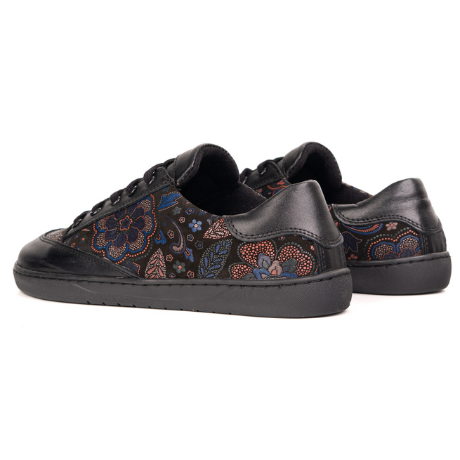 Sneakersy barefoot damskie Kaia Olivier 101MP – anatomiczne buty skórzane czarny kwiaty 