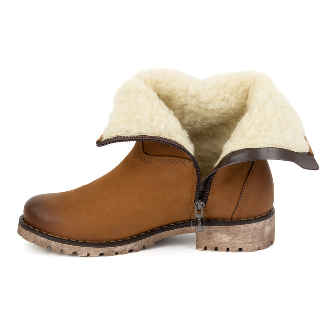 Dámské zateplené zimní kožené boty 340BB hnědé
