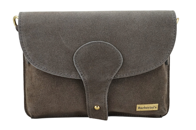 Semišová poštovní kabelka se širokým popruhem - tmavě béžová