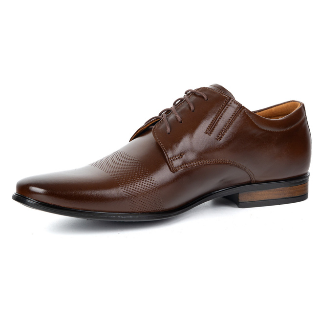 Buty męskie skórzane wizytowe 481 ciemny brąz
