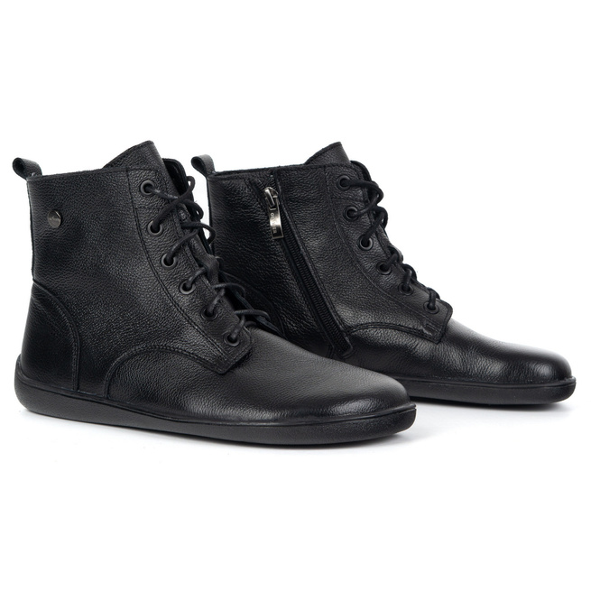 BAREFOOT dámské kožené boty 1795POL - zateplené, šněrovací se zipem