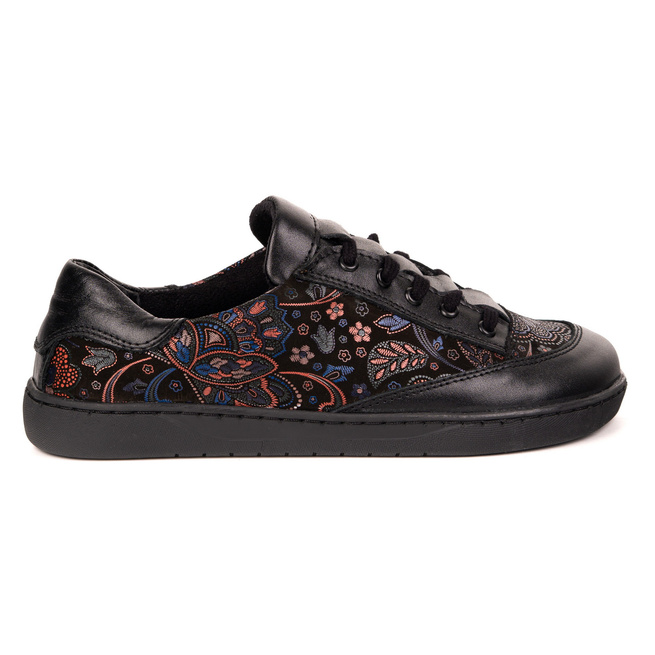 Sneakersy barefoot damskie Kaia Olivier 101MP – anatomiczne buty skórzane czarny kwiaty 