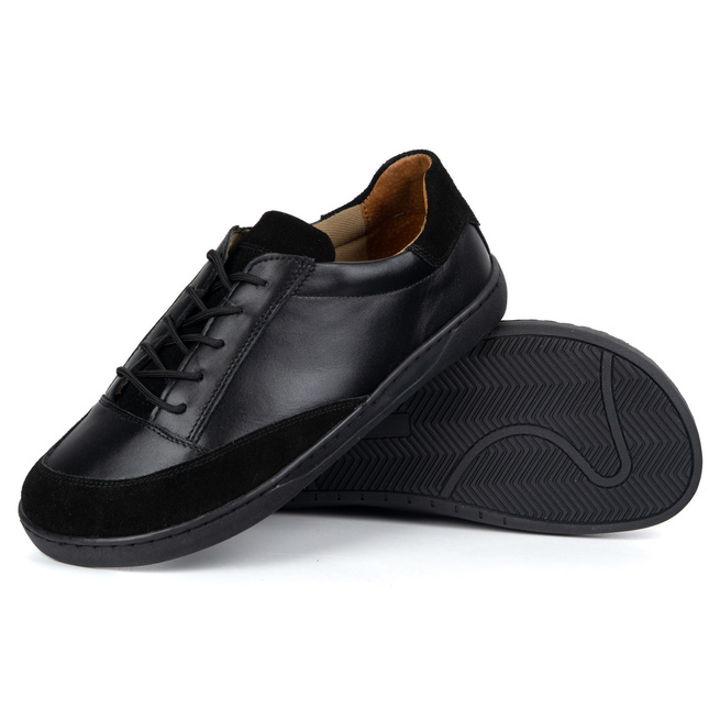 Buty męskie barefoot ze skóry naturalnej model OLIVIER Reno czarne 0548MP