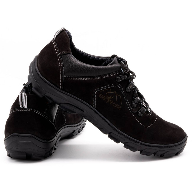Buty męskie trekkingowe czarny nubuk 7109 - Buty Olivier