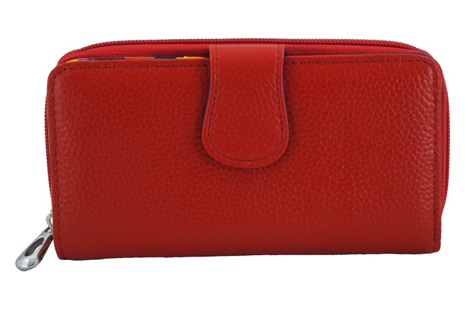 Dámská barevná kožená peněženka - červená