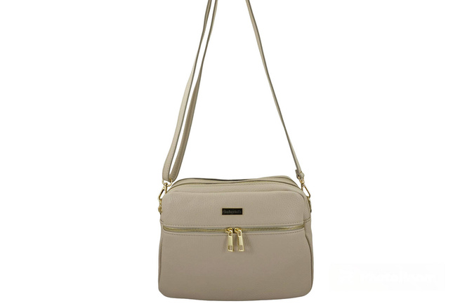 Pojemna torebka skórzana dwukomorowa - Beżowa jasna