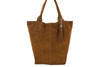 Shopper bag - Dámská semišová kabelka - Světle hnědá