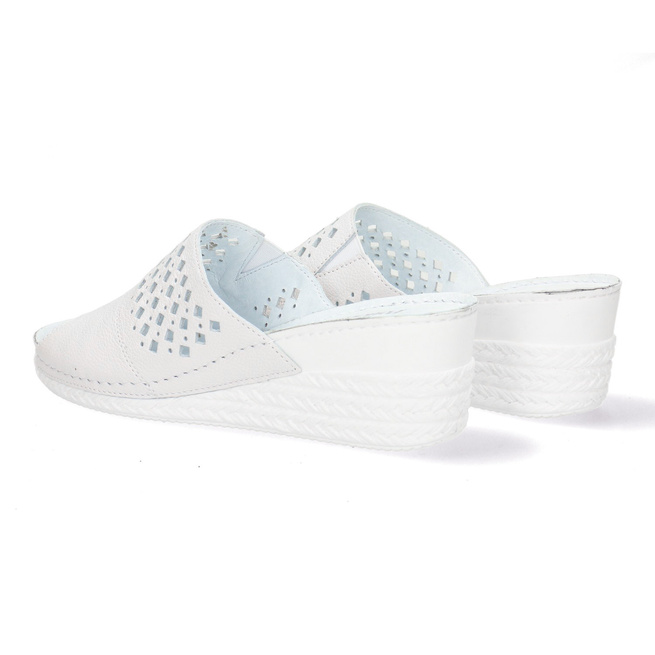 Pollonus dámské kožené prolamované žabky white+perforation5-1400-005