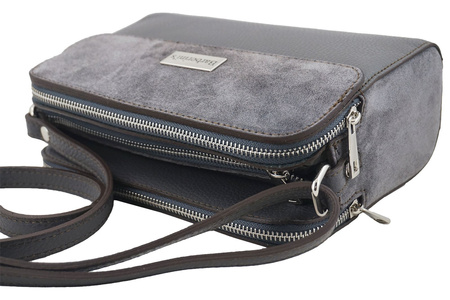 Torebka damska skórzana crossbody - Ciemnoszara