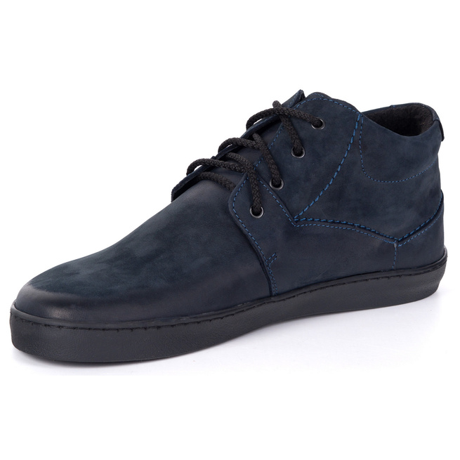 Buty męskie barefoot ocieplane skórzane Olivier 116KZ granatowe