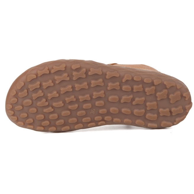 Dámská kožená lehce zateplená kotníková obuv BAREFOOT se zipem 787 červená