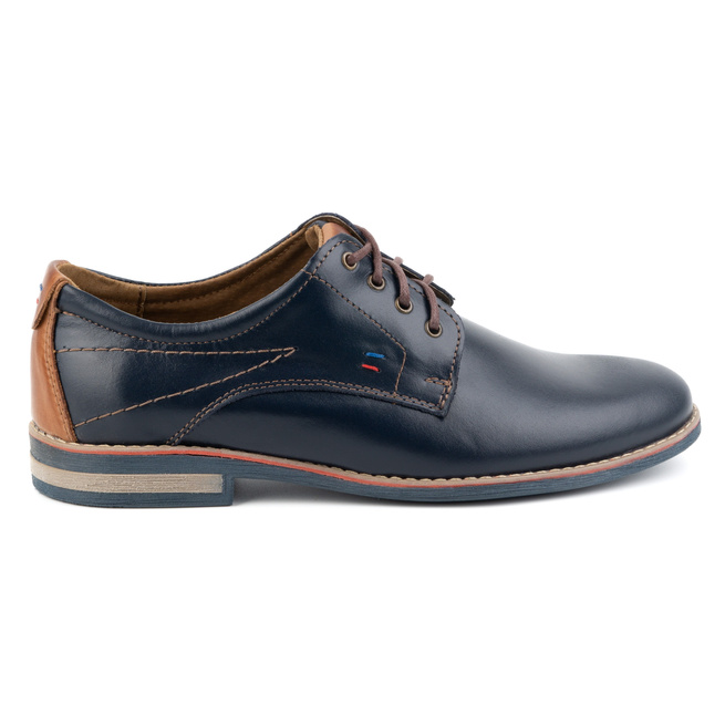 Buty męskie skórzane eleganckie 825K granatowe