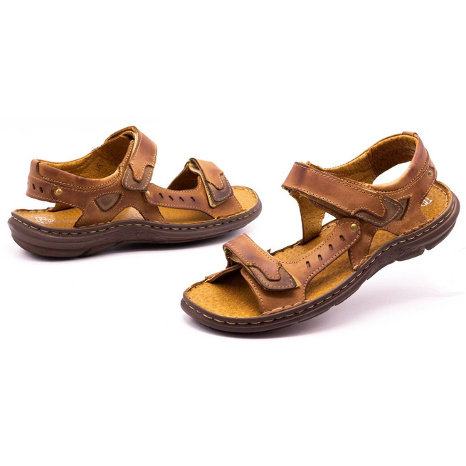 Pánské kožené sandály 277 camel