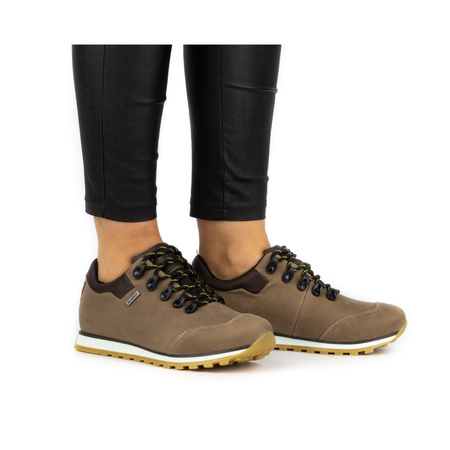 Buty damskie trekkingowe skórzane na membranie 05-0195-01 ciemny beż