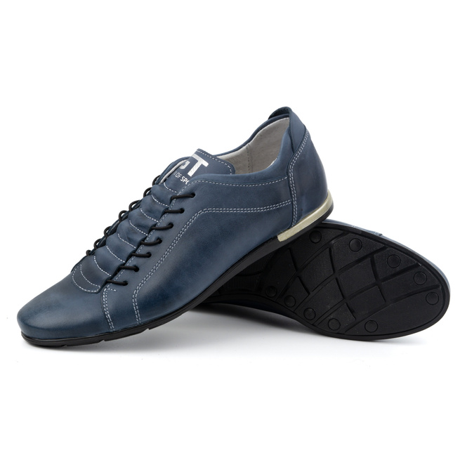 Buty sportowe męskie skórzane 2123 niebieskie