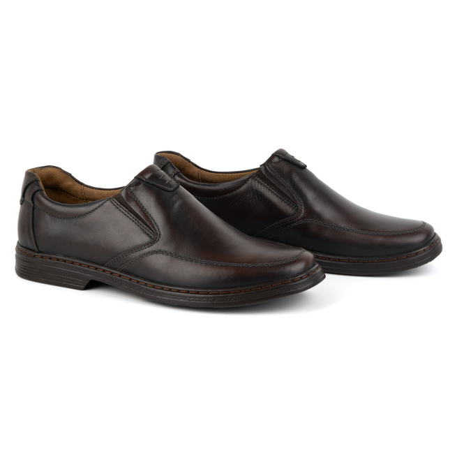 Pánská kožená nazouvací obuv 854K tmavě hnědá