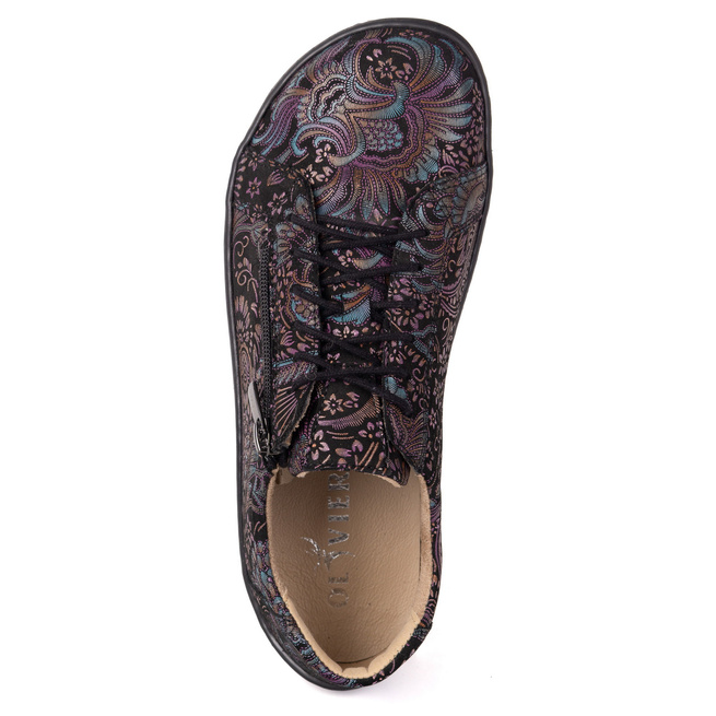 Damskie minimalistyczne buty skórzane barefoot model perforowane 1243 FIOLET ETNICZNY