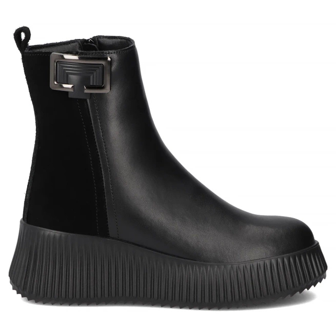 Skórzane botki na platformie Filippo DBT7268 BK