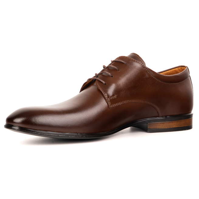 Buty męskie skórzane wizytowe Olivier 484 ciemny brąz – klasyczne półbuty derby