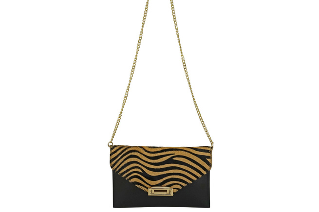 Večerní kožená kabelka s módním potiskem - černá