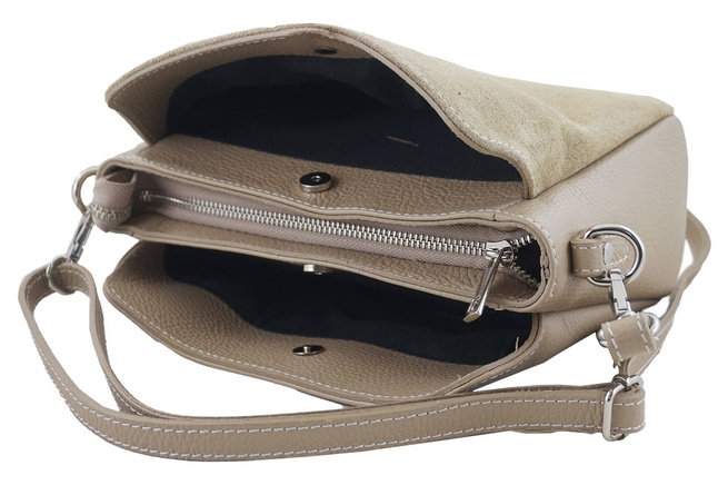 Poštovní taška ze semišové kůže - béžová