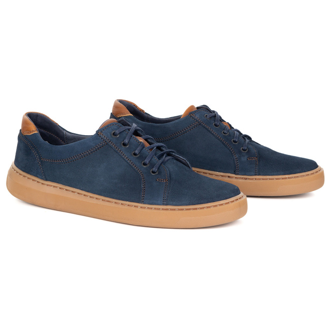 Buty męskie zamszowe skóra naturalna 7136DT granatowe