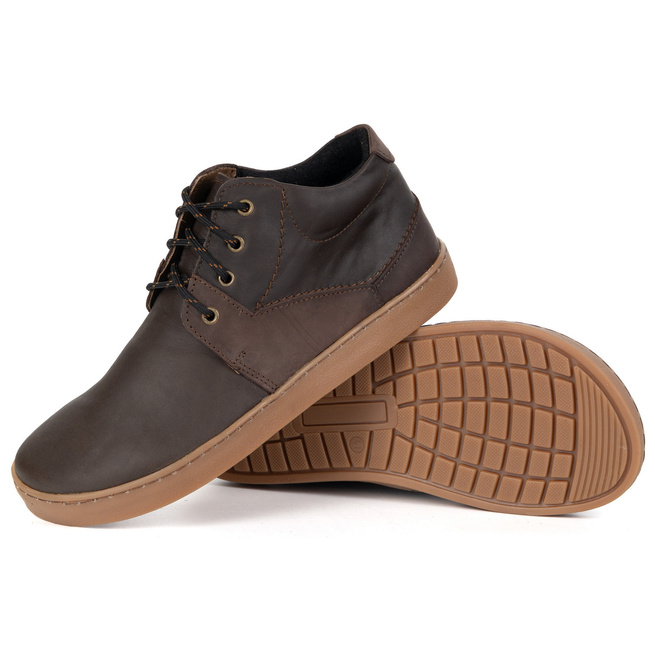 Pánské barefoot zateplené kožené boty Olivier 116KZ brown