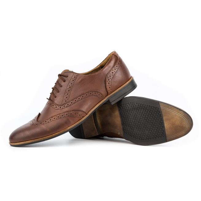 BROGSY 306GT hnědá kožená společenská obuv