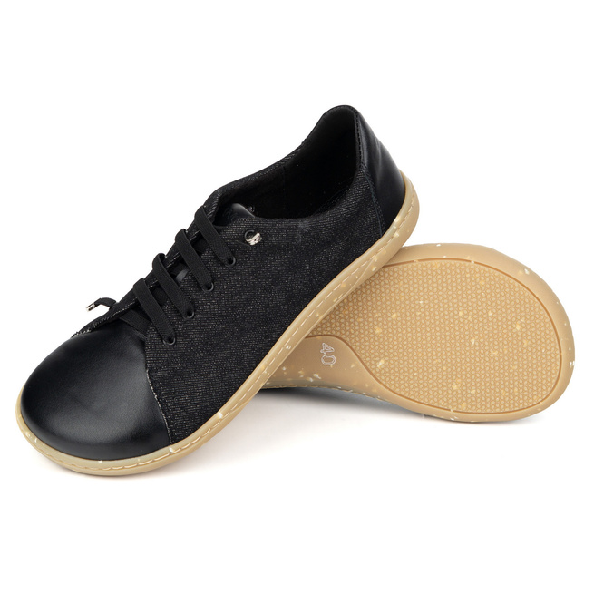 Dámská minimalistická kožená obuv barefoot 0771W black denim