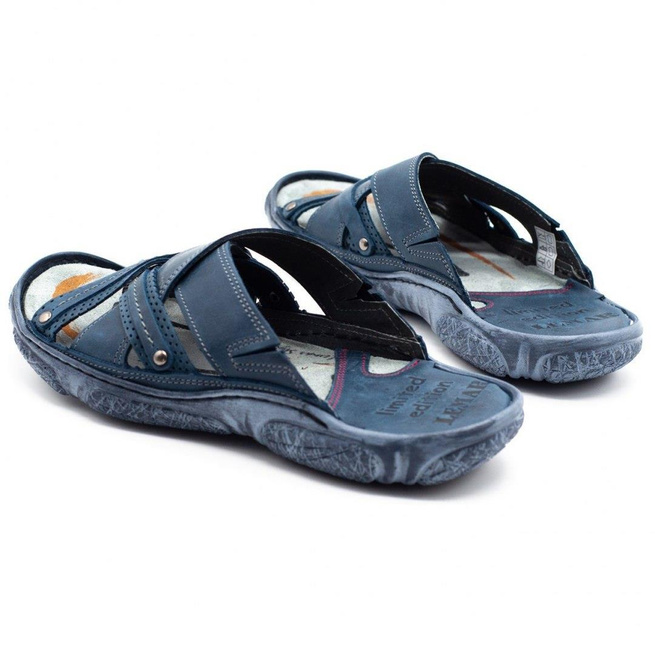 Pánské kožené žabky 1654 navy blue