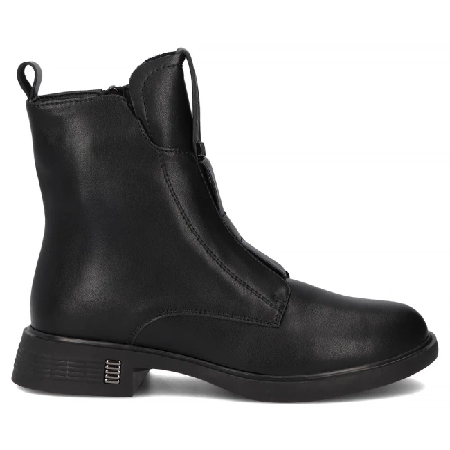 Skórzane czarne trzewiki damskie eleganckie DBT7249 BK czarne